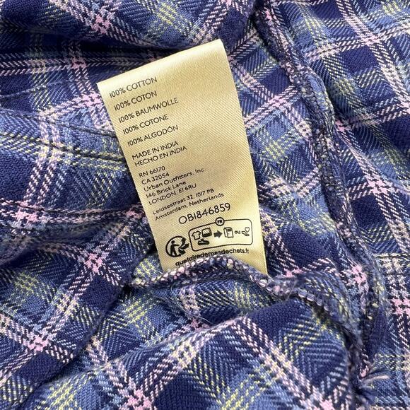We The Free Womens Boho Blue Layer It Up Plaid Button Up Layered Shirt Sz S - Picture 11 of 16
